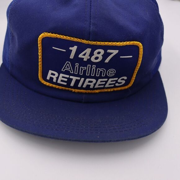 Airline Retirees 1487 Vintage Navy Blue Trucker Mesh Snapback Flight Cap Hat - Picture 3 of 11